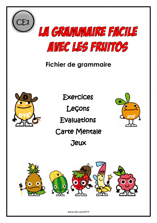 Grammaire CE1 - Méthode Fruitos